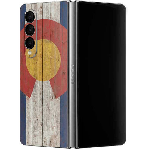 Colorado Flag Dark Wood Galaxy Z Fold4 5G Skin